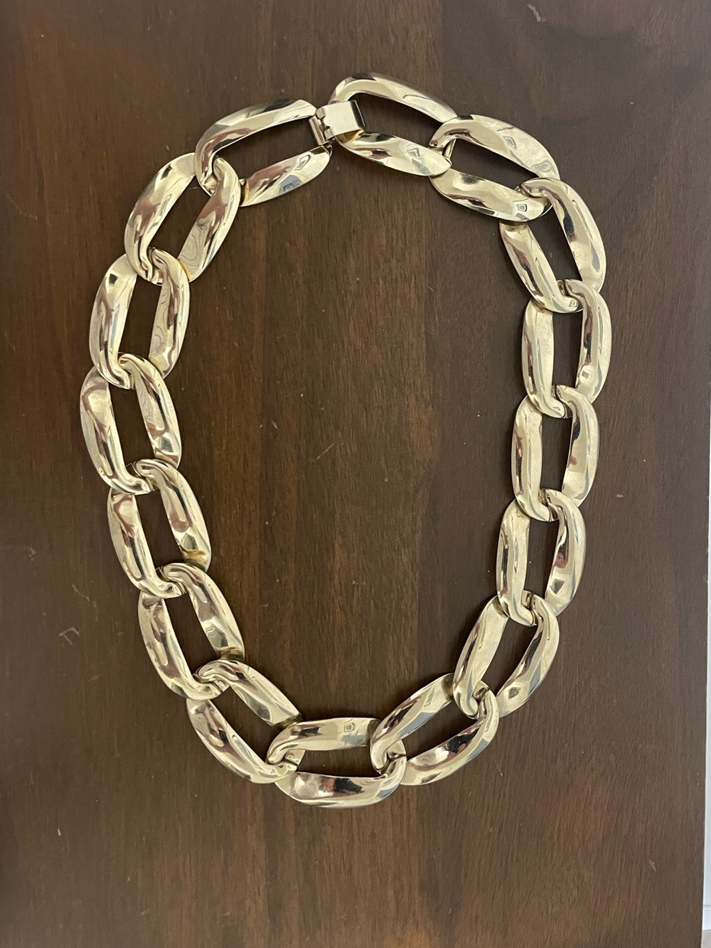 Vintage Chunky Pale Gold Tone Chain Link Necklace